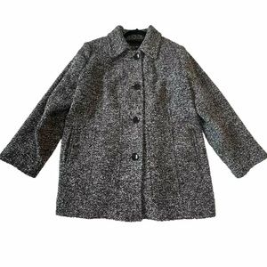 London Fog Gray Black Wool Blend Classic Coat Jacket Lined Button Women Plus 1X